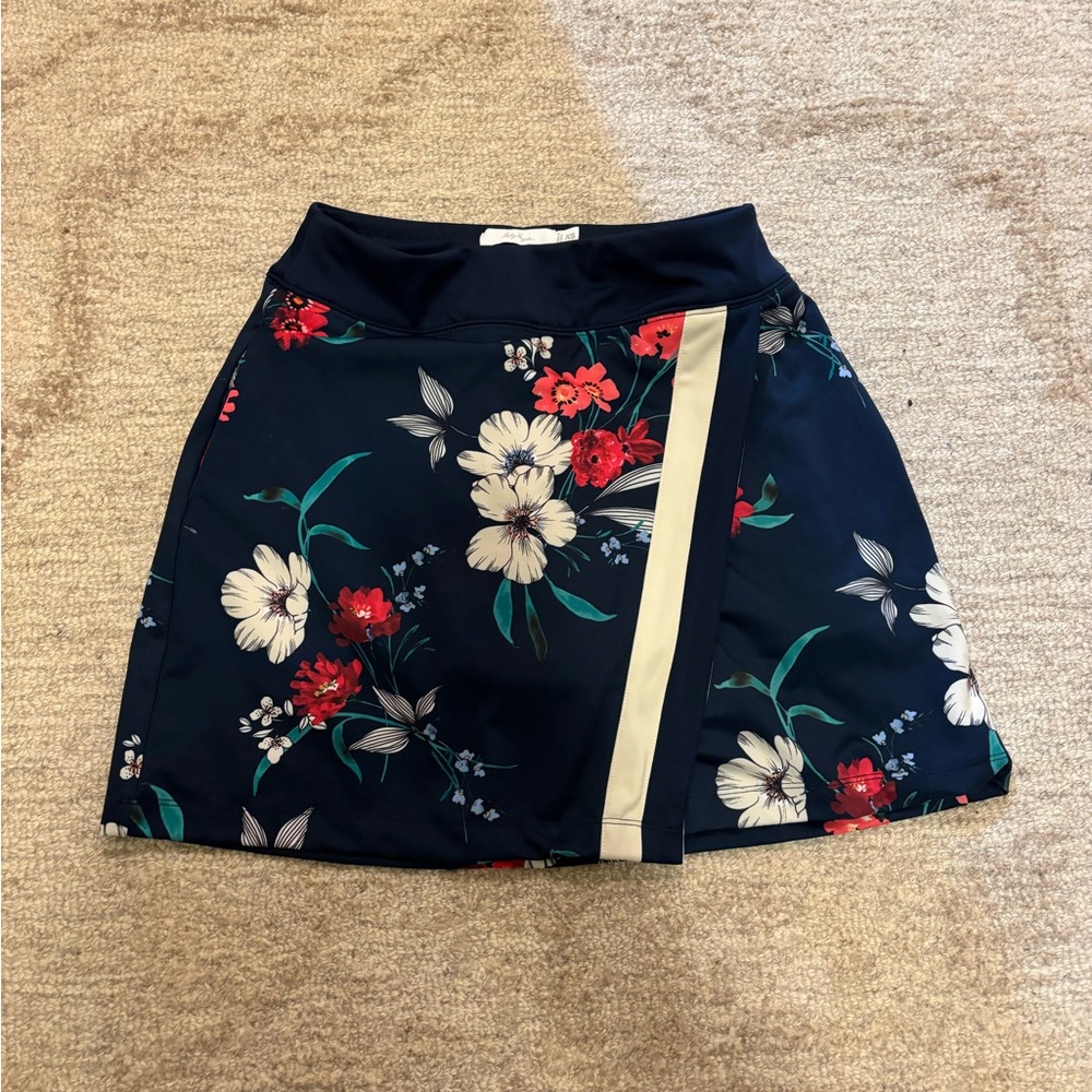 Lady Hagen Navy Floral Mini Skirt
